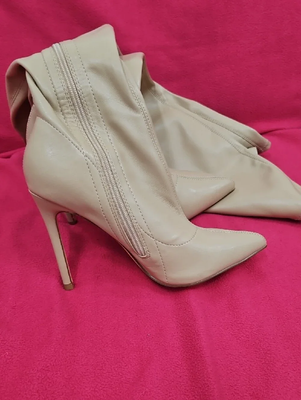 Women's Over-the-Knee Beige Stiletto Boots